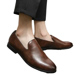 Men’s Formal Waterproof Durable Loafers Breathable Casual Slip on Shoes Lightweight Anti-slippery Flat Business Shoes