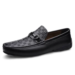 Men’s Full Grain Leather Horsebit Loafers Fashion Gentleman Slip on Casual Moccasin Daily Office Dress Footwear