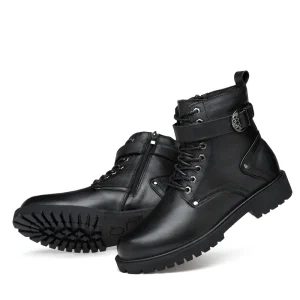 Men’s Genuine Cow Leather Ankle Boots Western Style Size 35-46 Summer Height Increasing and Flat Feature