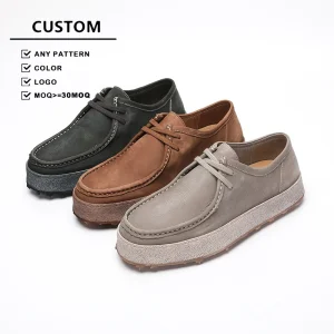 Men’s Genuine Cow Leather Casual Shoes Moccasin Shoes Thick Sole Elevated Loafers