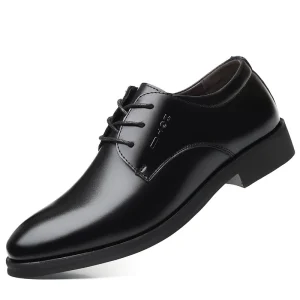 Men’s Genuine Leather Breathable Anti Slip Pointed Toe Lace up Casual Business Formal Wedding Shoes