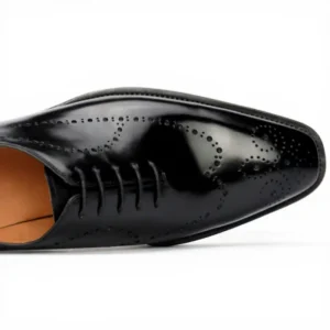 Men’s Genuine Leather Brown Formal Dress Shoes Solid Brogue Pointed Toe Lace Up