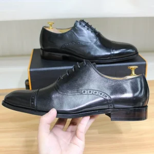 Men’s Genuine Leather Business Formal Oxford Shoes Closed Toe Slip On for Office Career Spring Summer