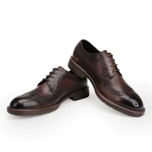 Men’s Genuine Leather Closed Toe Dress Shoes English Brocade Large Size Lace-Up Wedding Business Breathable Autumn/Spring/Summer