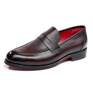Men’s Genuine Leather Comfortable Business Round Toe Slip On Hard Wearing Winter Dress Shoes for Wedding & Office Use