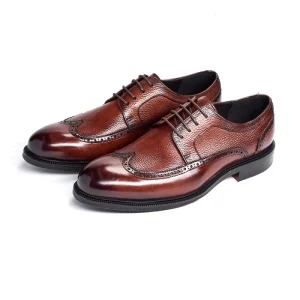 Men’s Genuine Leather Derby Casual Shoes Classic Design Breathable Office & Wedding Dress Shoes