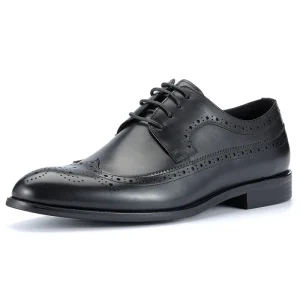 Men’s Genuine Leather Derby Dress Shoes Waterproof Office Style with Rubber Insole for Winter Weddings Business Parties