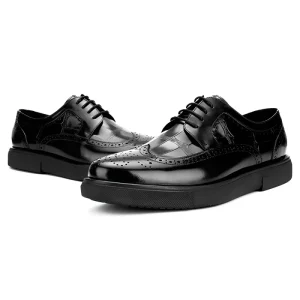 Men’s Genuine Leather Derby Shoes Antimicrobial Slip-Resistant Cushioned Massage Office Business Oxford Dress Shoes Upper