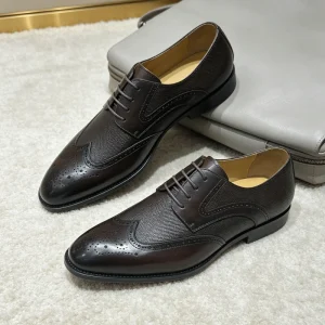 Men’s Genuine Leather Derby Shoes, British Style, Formal Business Shoes, Handmade, Wedding Shoes