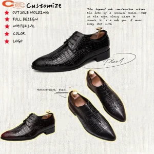 Men’s Genuine Leather Derby Shoes Lightweight Waterproof Casual Dress Shoes for Office & Wedding