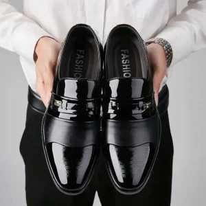 Men’s Genuine Leather Dress Loafers Casual Luxury Formal Slip-On Shoes Flat Wedding Style Autumn