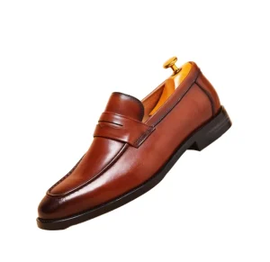 Men’s Genuine Leather Dress Shoes Black Brown Loafer Slip-On Casual Formal Style Office Career