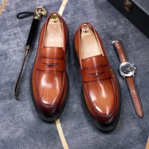 Men’s Genuine Leather Handmade Formal Lace Up Oxford Shoes for Business Banquet Slip on Loafers