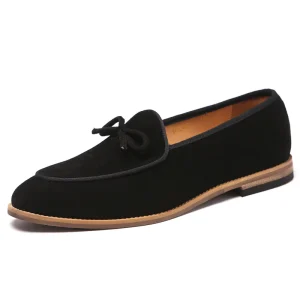 Men’s Genuine Leather Loafer Dress Shoes Flat Round Toe Slip-On with Height Increasing Feature