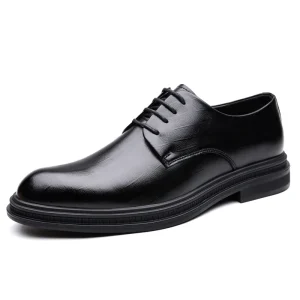 Men’s Genuine Leather Loafers Solid Breathable Comfortable Casual Chef Office Shoes Black for Spring Summer