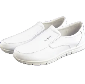 Men’s Genuine Leather Nurse Shoes Breathable Lightweight Flat Slip On Anti Slip for Summer Spring Autumn Winter Seasons