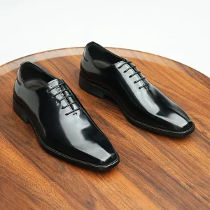 Men’s Genuine Leather Oxford Shoes with Pointed Toe Lace-Up Winter Office & Career Formal Shoes Breathable Hard-Wearing