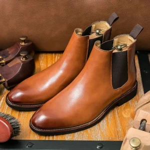 Men’s Genuine Leather Oxfords Dress Shoes Flat Design Ankle Boots Soft Anti-Slippery for Autumn Season Leopard Print