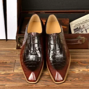 Men’s Genuine Leather Pointed Toe Business Dress Shoes Solid Pattern Summer Autumn Lace Up Closure Anti Slip Durable