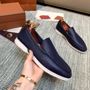 Men’s Genuine Leather Retro Shoes Office Formal Slip-On Moccasins for Wedding Parties Breathable Mesh Lazy Loafers Driver Shoes