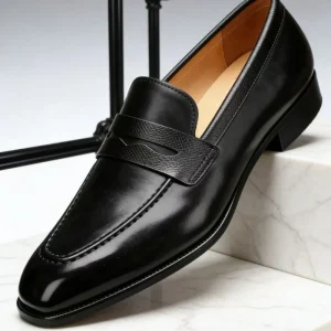Men’s Genuine Leather Shoes English-style Korean Style Slip-on Loafers Solid Summer Breathable Lightweight Business Formal