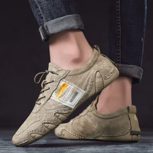 Men’s Genuine Leather Shoes Men’s Fashionable Flat Shoes Walking Sports Casual Shoes Breathable Outdoor Men’s Driving Shoes