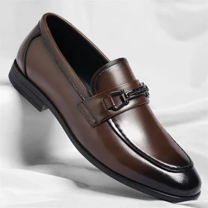 Men’s Genuine Leather Solid Toe Shoes Leather Printed Autumn New Cross Border Business Casual Slip On Trendy Loafers