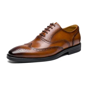 Men’s Genuine Leather Wedding Brogues Flat Comfortable