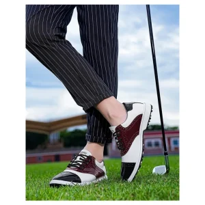 Men’s Golf Shoes Large Size Breathable Outdoor Casual Sports Sneakers with Non-Slip Spikes
