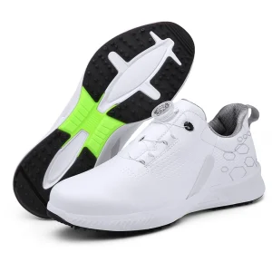 Mens Golf Shoes Microfiber Leather Non-Slip Outdoor Sports Shoes Waterproof Rotation Shoelace Casual Shoes