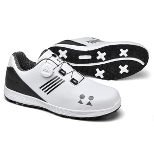 Men’s Golf Shoes Waterproof Leather Women Quick Lacing Walking Golfing Footwear Outdoor Sports Sneakers