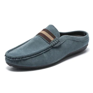 Men’s Hand Stitched Comfortable Mule Clog Slippers Soft Leather Backless Non Slip Casual Walking Slip On Loafers