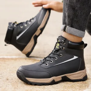 Men’s High Cut Anti Puncture SRC Anti Smashing Safety Boots Non slip Steel Toe Shoes for Winter Summer and Autumn