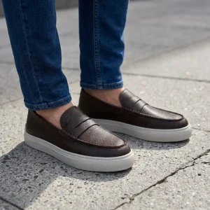 Men’s High Quality Full Grain Leather Casual Dress Shoes Comfort Office Career Coffee Lychee Pattern Flat Barefoot Friendly