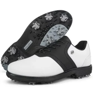 Mens High Quality Golf Shoes Synthetic Microfiber Breathable Lace-up Pattern Removable Fixed Spikes