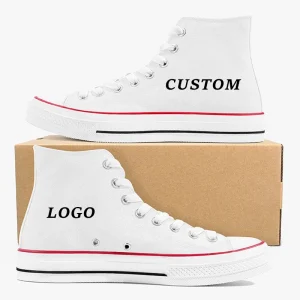 Men’s High Top Canvas Sneakers Comfortable Casual Walking Shoes with Embroidery and Printing Lace Up Closure Fashion Trend