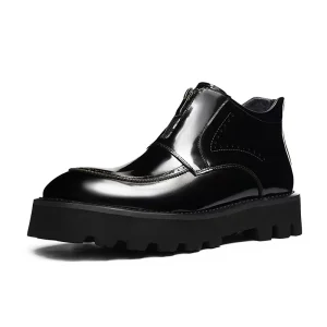 Men’s High-Top Chelsea Boots Genuine Cowhide Leather Slip On Anti-Slippery