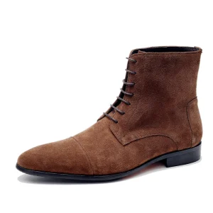 Men’s High Top Cow Suede Leather Pointed Toe Warm Non Slip Breathable Sweat Absorbing Work Boots