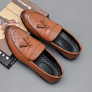 Men’s High Top Genuine Leather Oxfords Loafers Retro Styles Dress Shoes Easy Wear Large Sizes