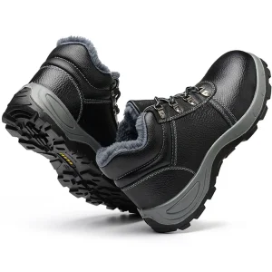 Men’s High Top Lightweight Anti Smash Winter Work Safety Shoes with Steel Toe Warm and Comfortable