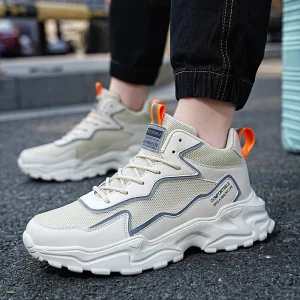 Men’s High-Top Sports Shoes, Breathable Men’s Sports Shoes with 4cm Height Increasing Design for Running