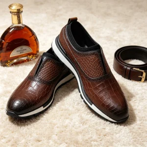 Men’s Hybrid Dress Sneakers Thick Sole Scritto Leather Chunky Sole Dress Shoes
