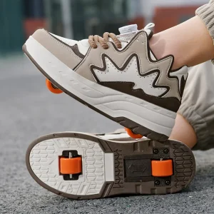 Men’s Inline 2 Wheel Roller Skates Trendy Dual Purpose Sneakers for Boys Children Retractable Skates with Dual Use Sports Wheels