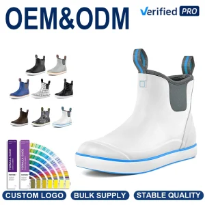 Men’s Insulated Waterproof Deck Boots Anti Slip Rubber Fishing Boots for Cold Weather Boating Marine Use