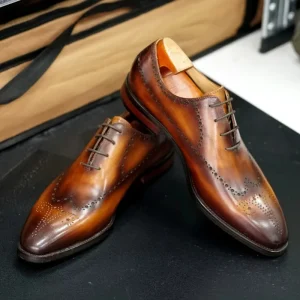 Men’s Italian Custom Handmade Leather Shoes Formal Shoes Carved Brogue Oxford Shoes