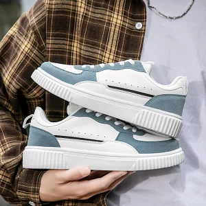 Men’s Korean Fashion White Breathable Casual Sneakers Comfortable Walking Shoes for Students