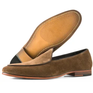 Men’s Korean Style Loafers Leather Shoes Casual Round Toe Cow Suede Leather Breathable