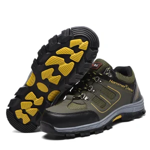 Men’s Labor Protection Shoes Anti-Smashing Anti-Piercing Steel Toe Cap Breathable Deodorant Lightweight Soft-Soled Canvas Shell
