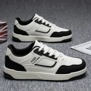 Men’s Lace-Up Multi-Material Skate Shoes Fashion Trend Korean Style Casual Sports Shoes Versatile Student Shoes
