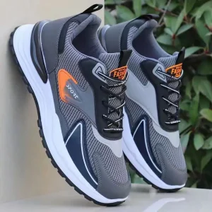 Men’s Lace-Up Sporty Casual Shoes Breathable Mesh Design Comfortable Non-Slip Soft-Soled Height-Increasing Running Fashion Trend